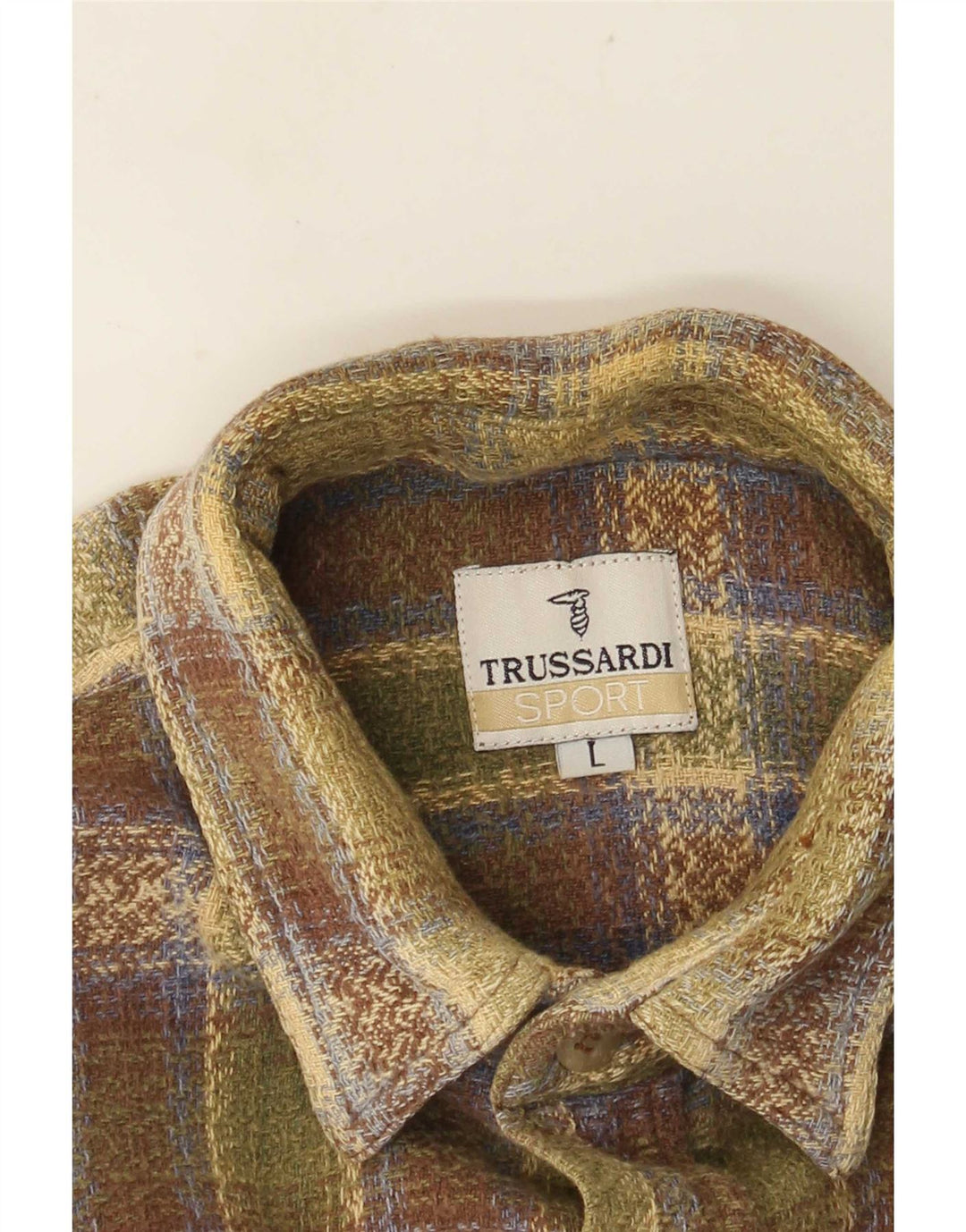 Trussardi Mens Flannel Shirt Large Green Check