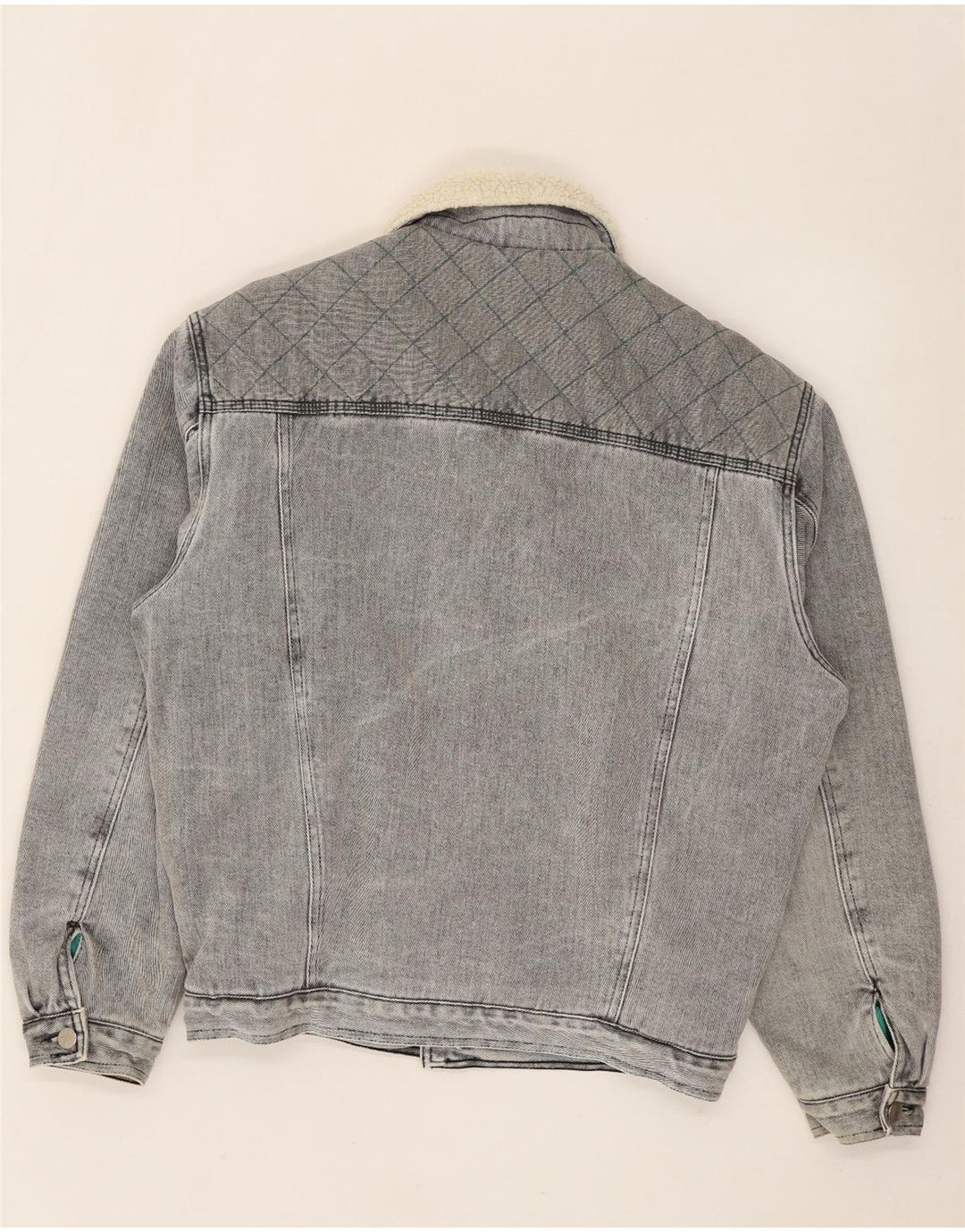 Mash Mens Denim Sherpa Jacket UK 40 Large Grey Cotton