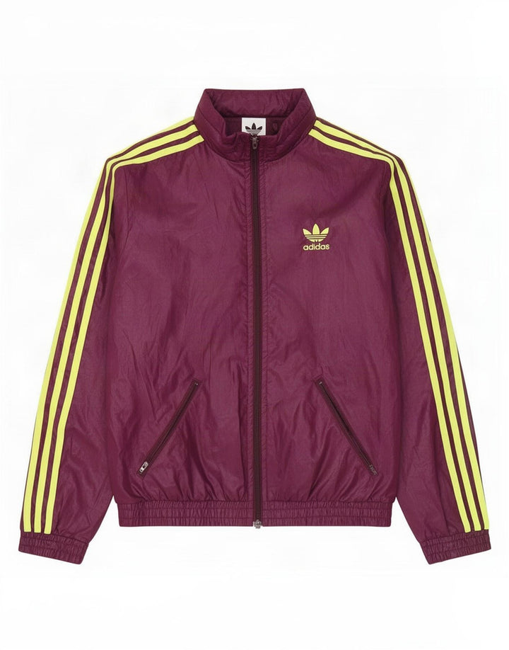 Adidas Womens Hooded Tracksuit Top Jacket EU 40 Medium Maroon Polyester