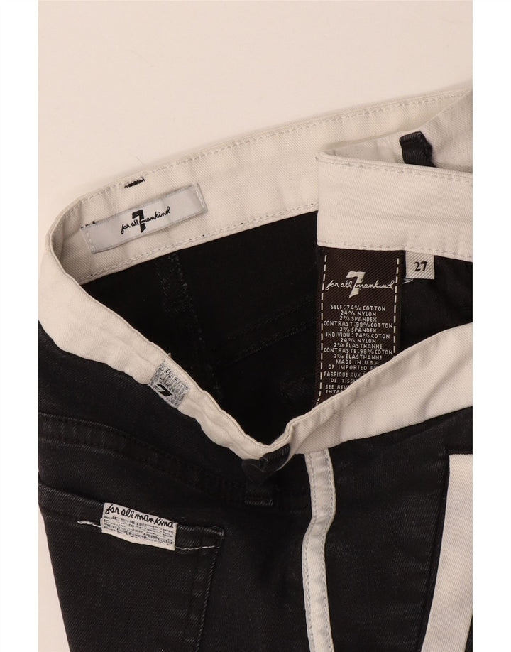 7 For All Mankind Womens Crop Skinny Jeans W27 L25 Black Colourblock Cotton