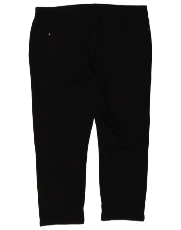 M&Co Womens Slim Cropped Trousers UK 18 XL W36 L24 Black Cotton