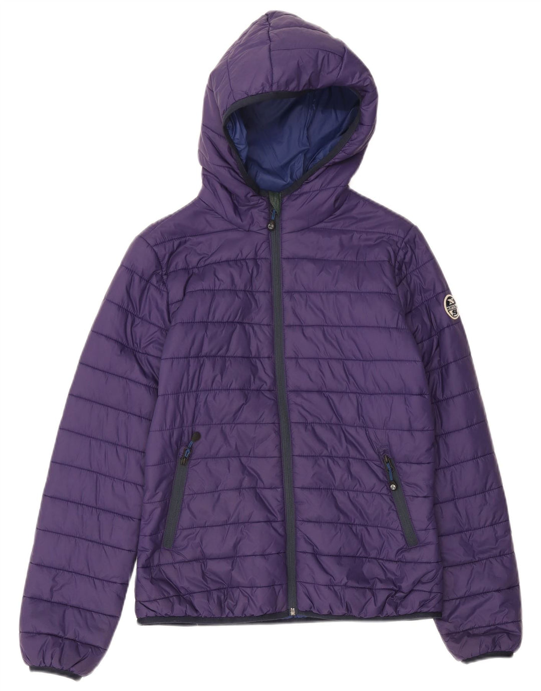 North Sails Womens Hooded Padded Jacket UK 14 Medium Purple Nylon