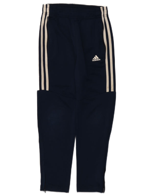 Adidas Boys Tracksuit Trousers 7-8 Years Navy Blue Polyester