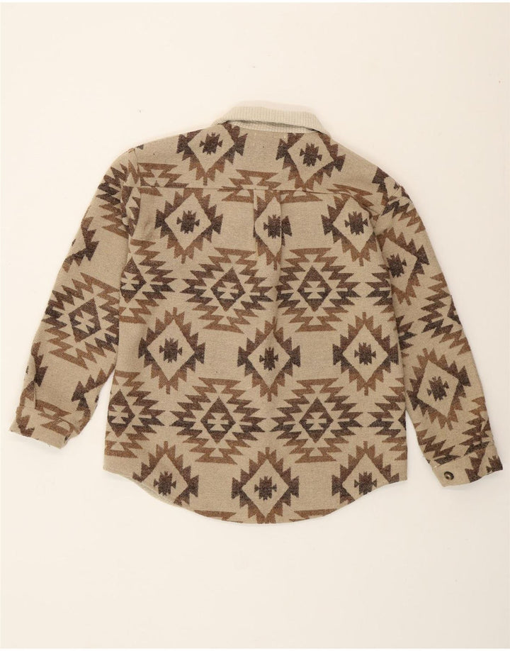 CIDER Womens Overshirt Shirt UK 14 Medium Beige Geometric Polyester Aztec
