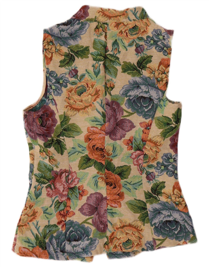 SHEIN Womens Waistcoat UK 10 Small Multicoloured Floral Polyester