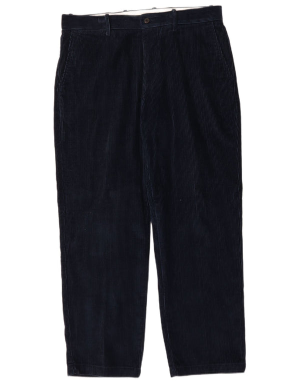 Marks & Spencer Mens Straight Corduroy Trousers W36 L31 Navy Blue Cotton