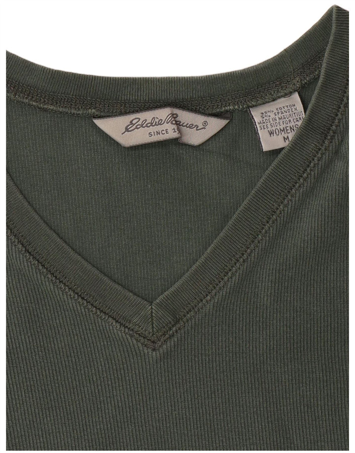 EDDIE BAUER Womens T-Shirt Top UK 14 Medium Green Cotton