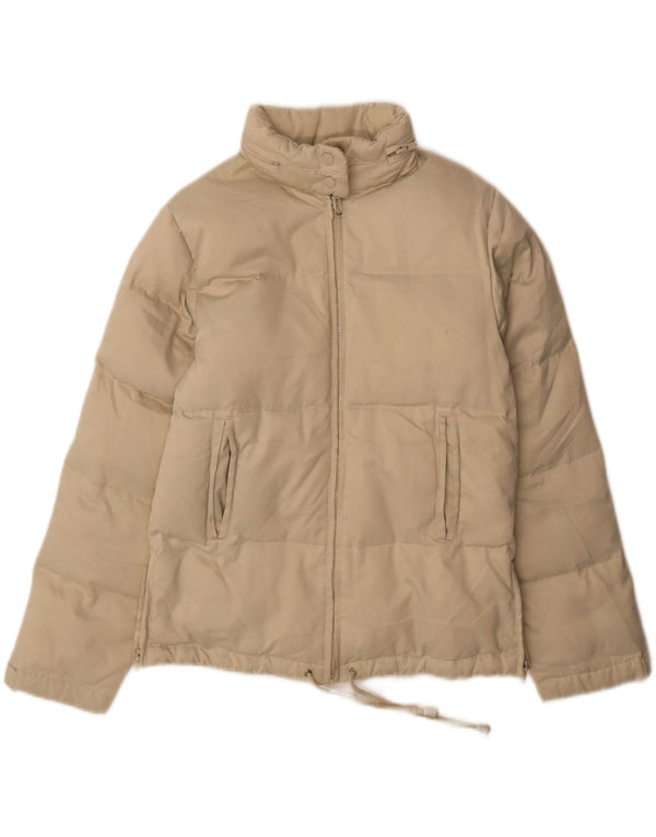 Zara Womens Hooded Padded Jacket EU 38 Small Beige Polyester