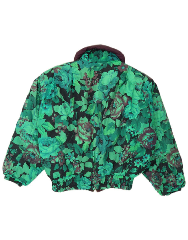 Belfe & Womens Oversized Windbreaker Jacket UK 12 Medium Green Floral Nylon