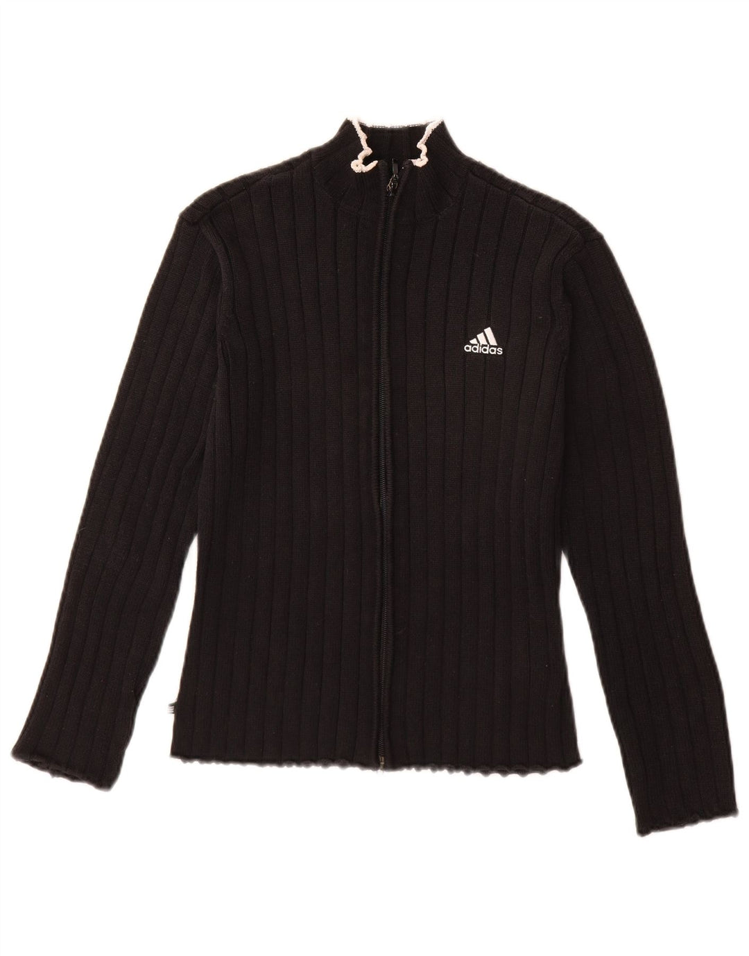 ADIDAS Womens Cardigan Sweater UK 12 Medium Black Cotton