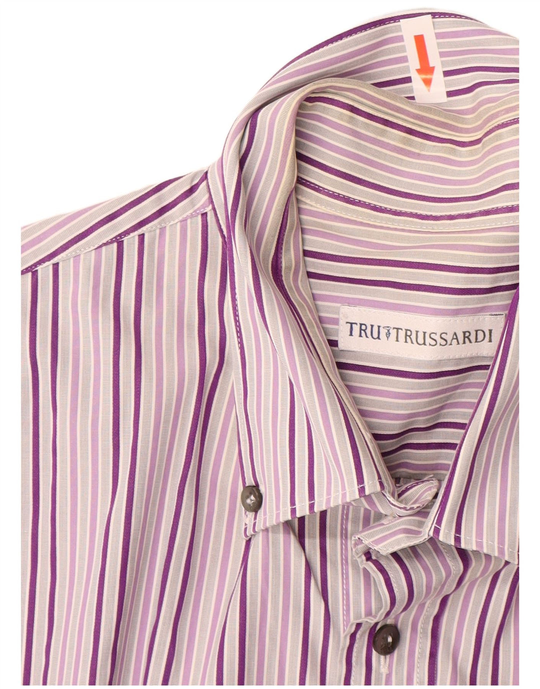 Trussardi Mens Short Sleeve Shirt Size 42 Large Purple Striped