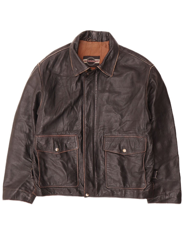 Vintage Mens Leather Jacket IT 50 Large Black