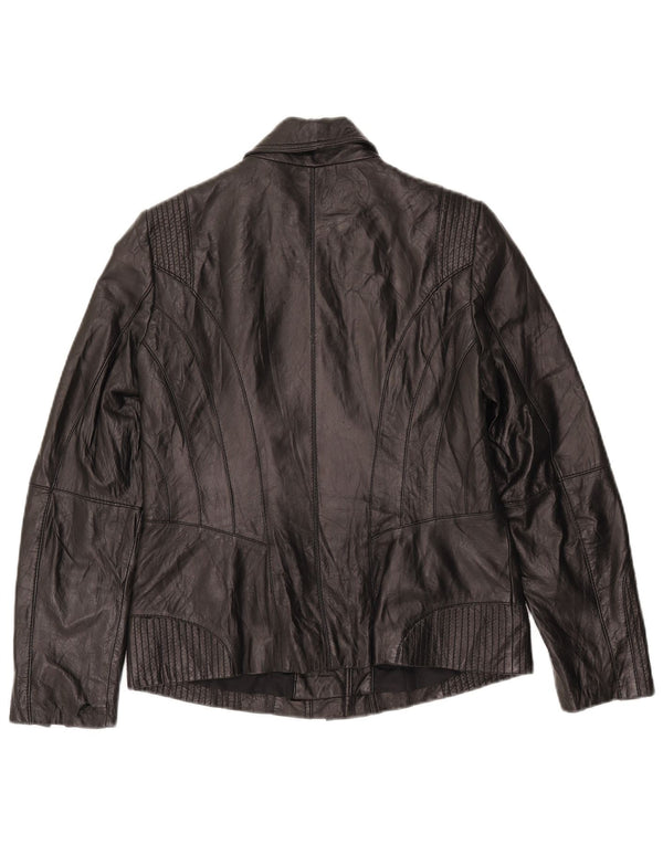 BONITA Womens Leather Biker Jacket EU 38 Medium Black Lambskin