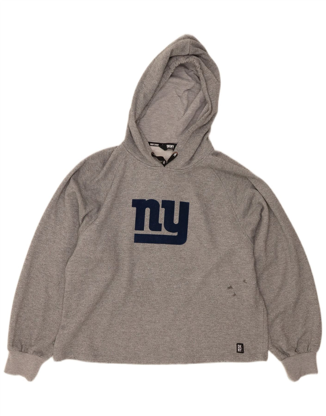 DKNY Womens Graphic Oversized Hoodie Jumper UK 14 Medium Grey Polyester