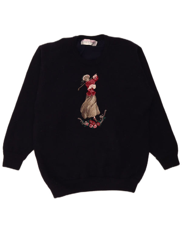 Lyle & Scott Mens Graphic Crew Neck Jumper Sweater Medium Navy Blue