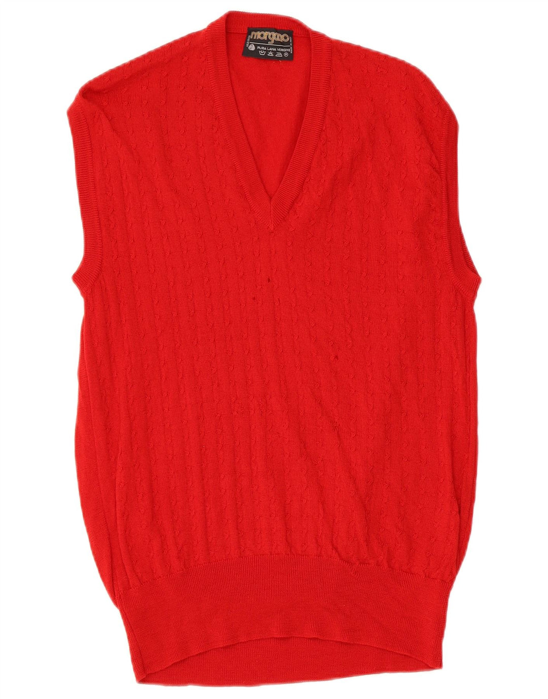 MORGANO Mens Vest Tank Top Small Red Wool