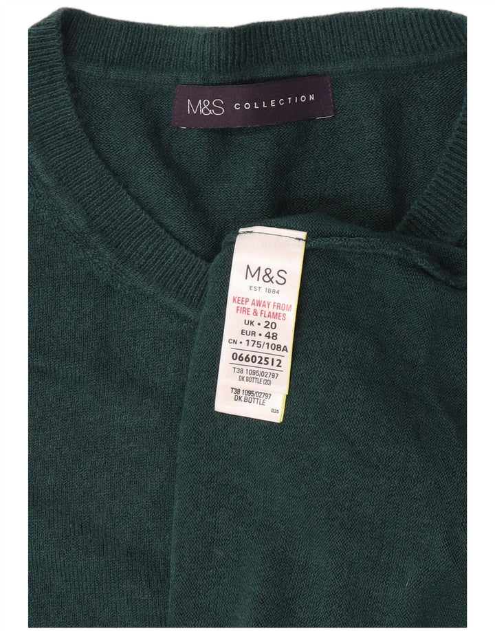 MARKS & SPENCER Womens Crew Neck Jumper Sweater UK 20 2XL  Green Acrylic