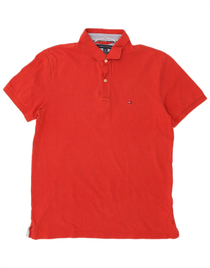 TOMMY HILFIGER Mens Custom Fit Polo Shirt Large Red