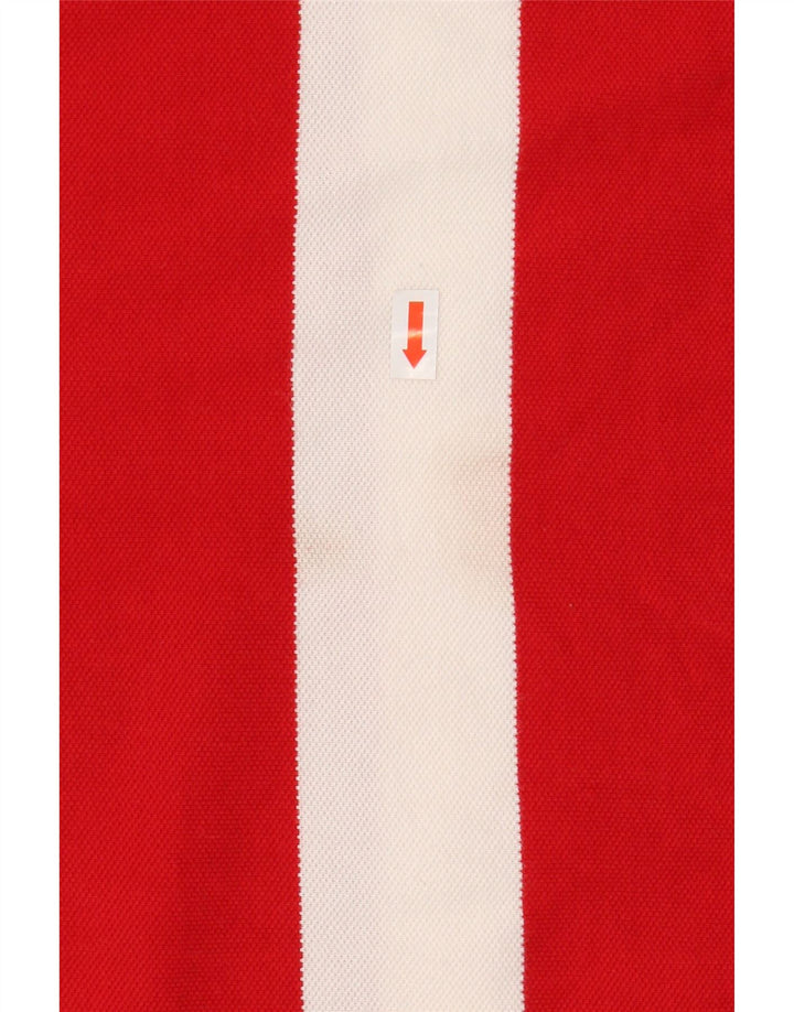 TOMMY HILFIGER Mens Slim Fit Rugby Polo Shirt Large Red Striped Cotton