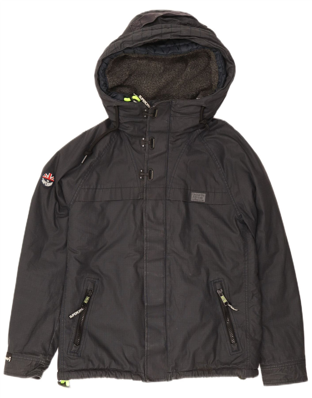 Superdry Mens Hooded Windbreaker Jacket UK 40 Large Navy Blue Logo