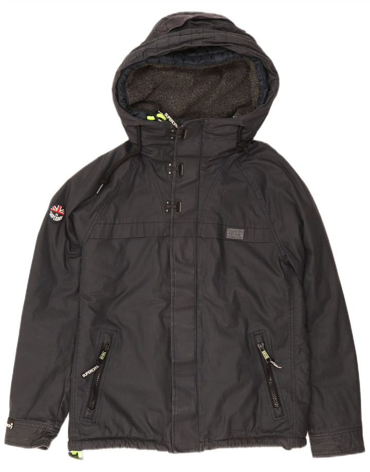 Superdry Mens Hooded Windbreaker Jacket UK 40 Large Navy Blue Logo