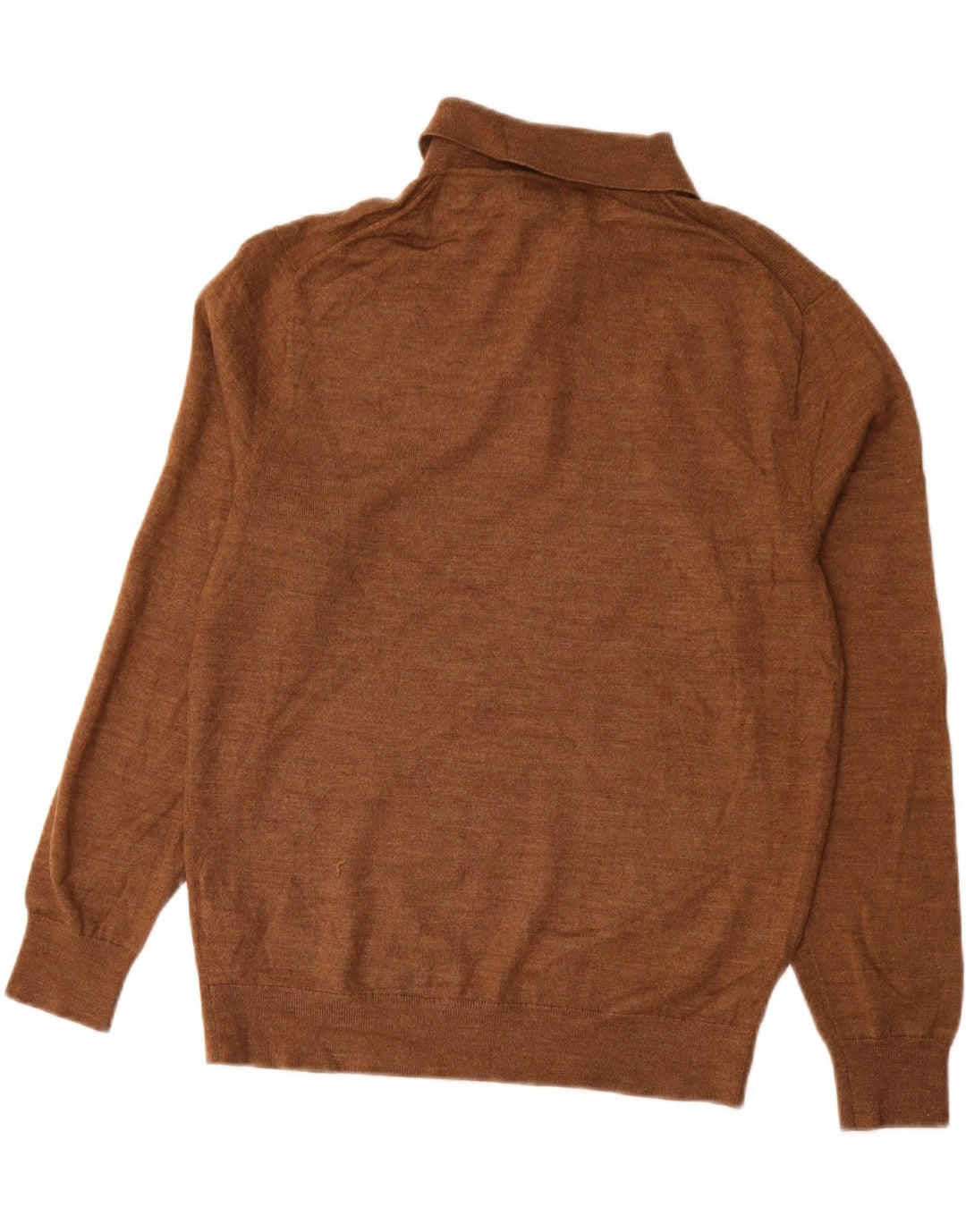 J. CREW Mens Polo Neck Jumper Sweater Medium Brown Acrylic