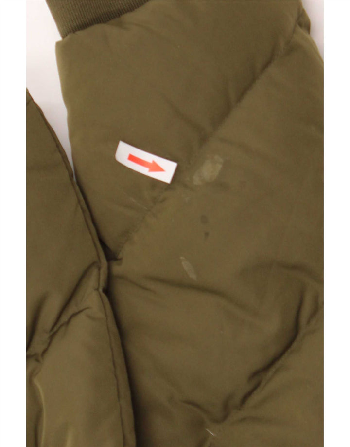 Guess Womens Graphic Padded Jacket UK 12 Medium Khaki Polyester