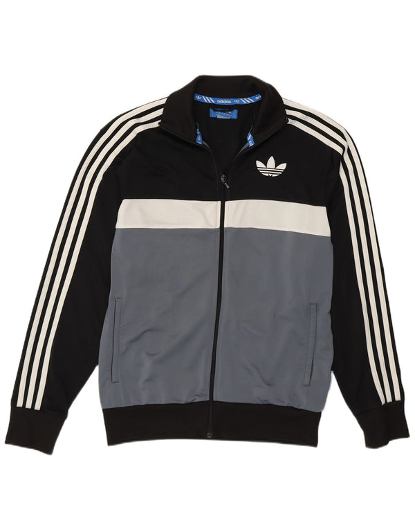 Adidas Mens Tracksuit Top Jacket Small Black Colourblock Polyester