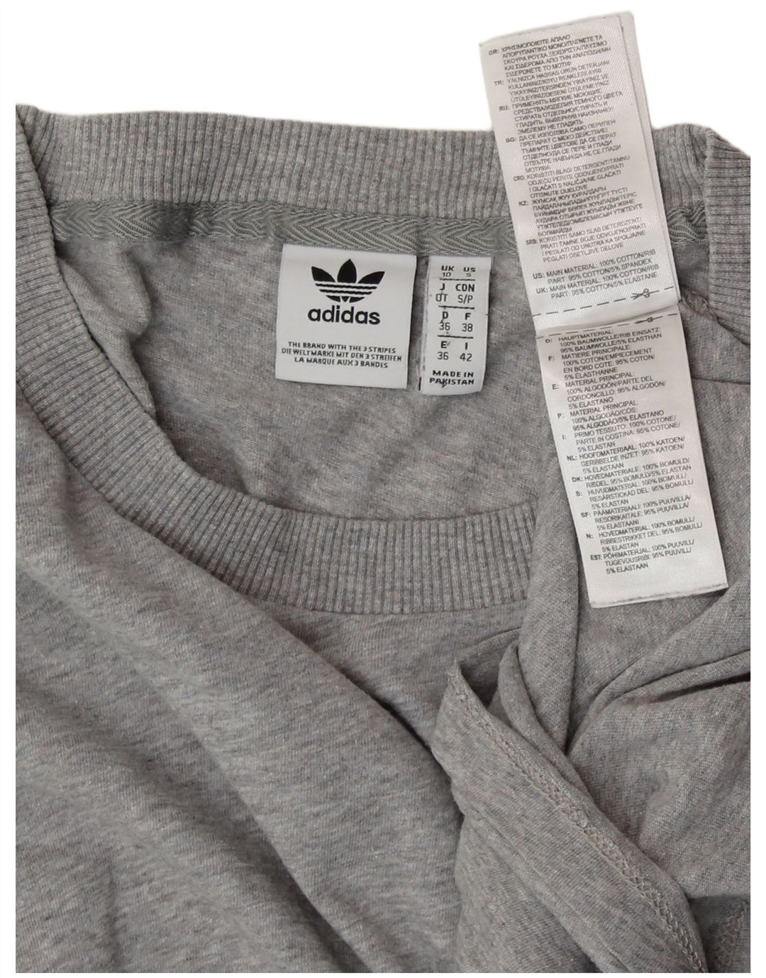 ADIDAS Womens Oversized T-Shirt Top UK 10 Small Grey Cotton