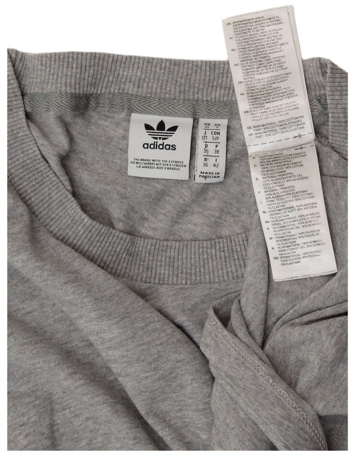 ADIDAS Womens Oversized T-Shirt Top UK 10 Small Grey Cotton