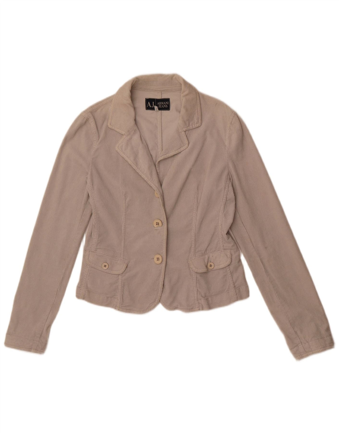 Armani Jeans Womens 3 Button Corduroy Blazer Jacket UK 12 Medium Grey