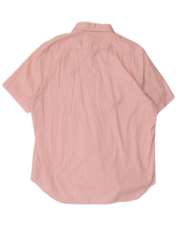 LACOSTE Mens Short Sleeve Regular Fit Shirt Size 44 XL Pink Cotton