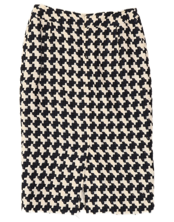 JAEGER Womens Pencil Skirt UK 8 Small W27 Black Houndstooth Cotton