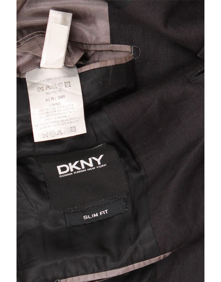 DKNY Mens Slim Fit 1 Button Blazer Jacket UK 40 Large Black Wool
