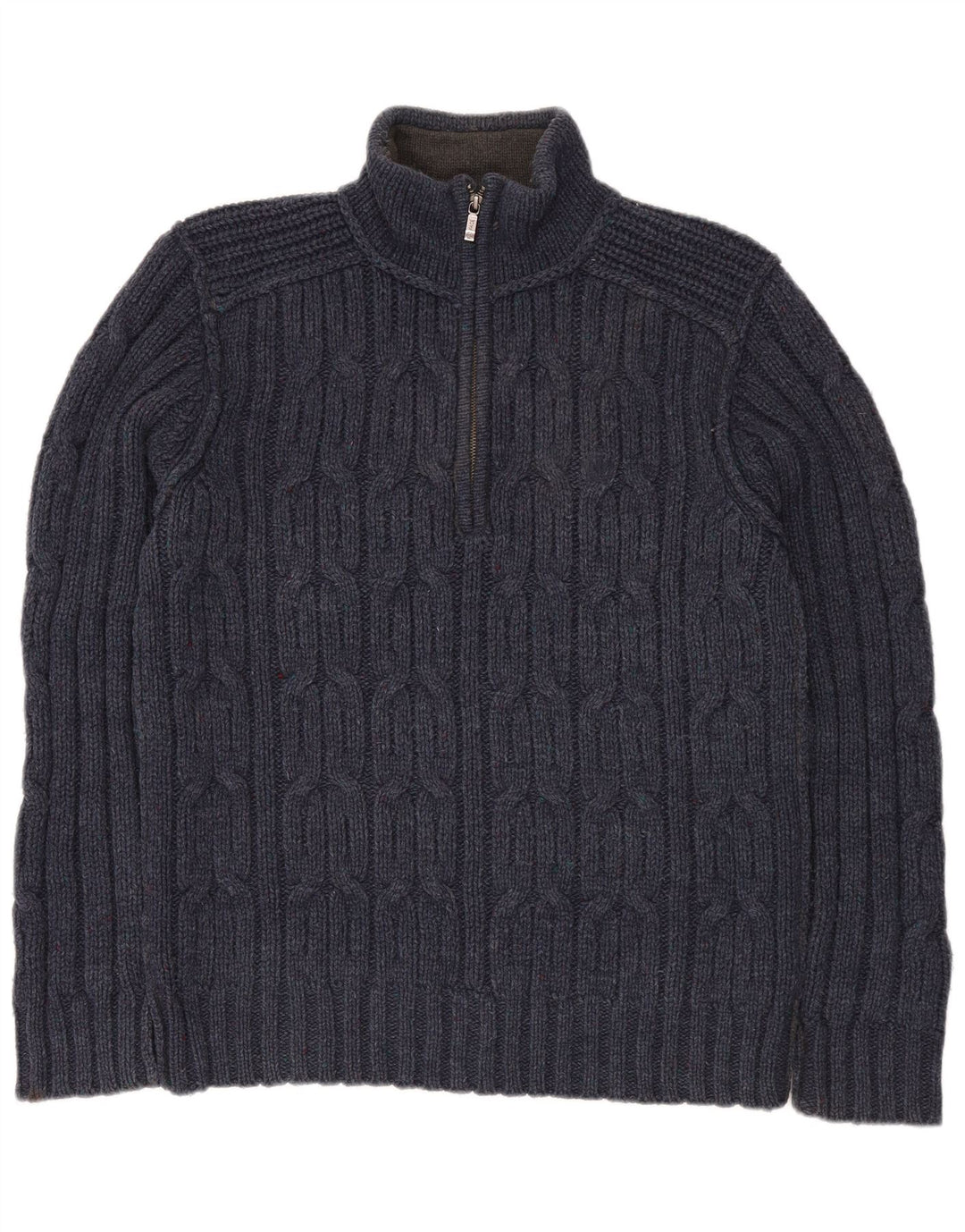 Fat Face Mens Zip Neck Jumper Sweater Medium Navy Blue Lambswool