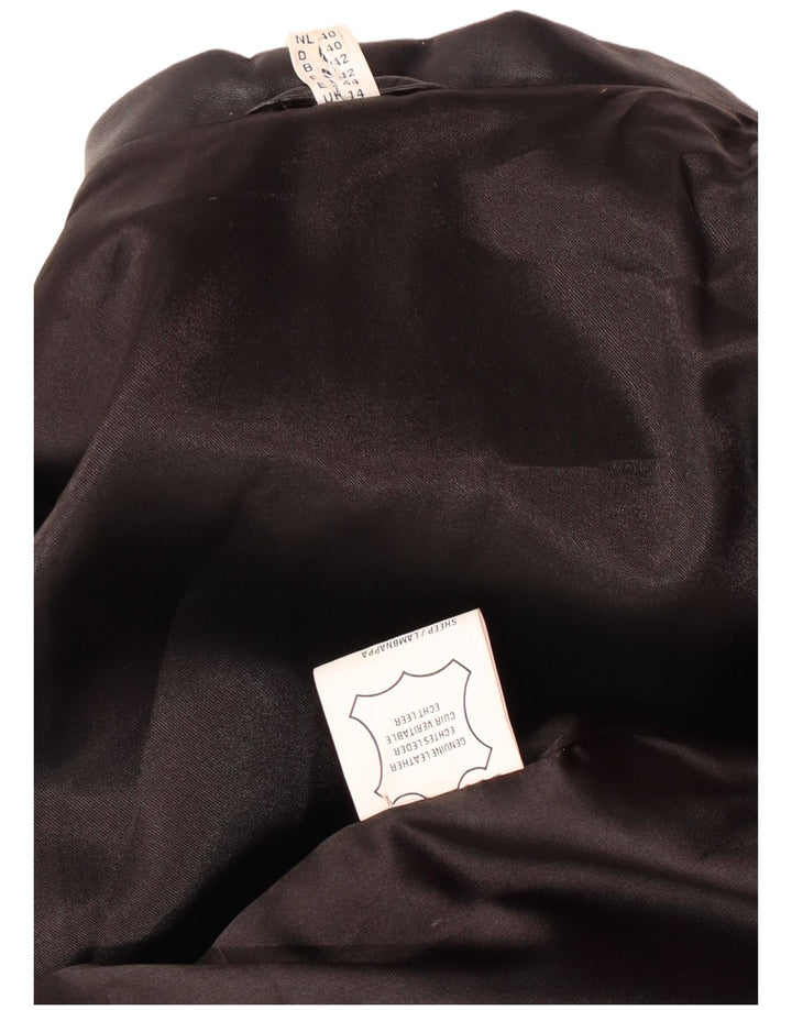 Vintage Womens Leather Coat UK 14 Medium Black Leather