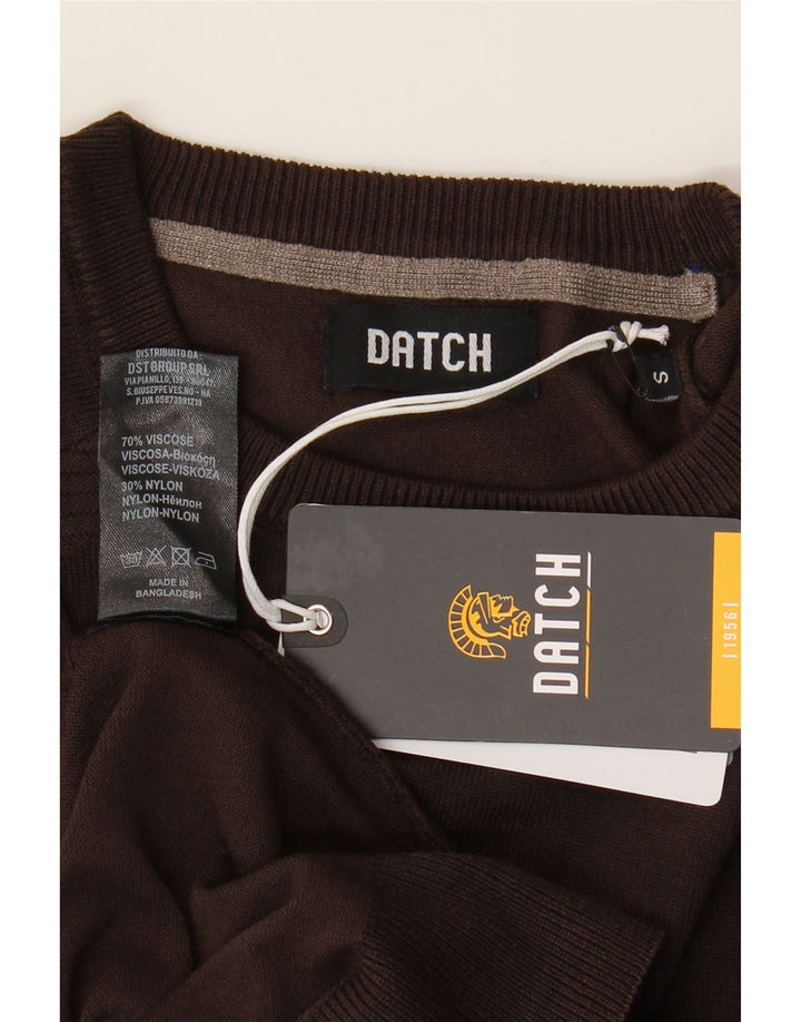 DATCH Mens Crew Neck Jumper Sweater Small Brown Viscose