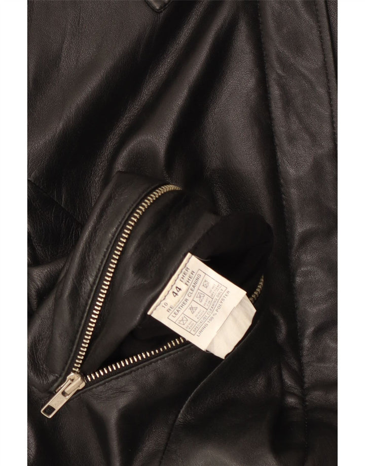 Vintage Womens Leather Jacket IT 44 Medium Black Leather