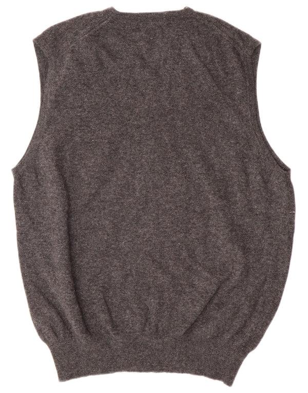 Fred Perry Mens Vest Tank Top Medium Grey Wool