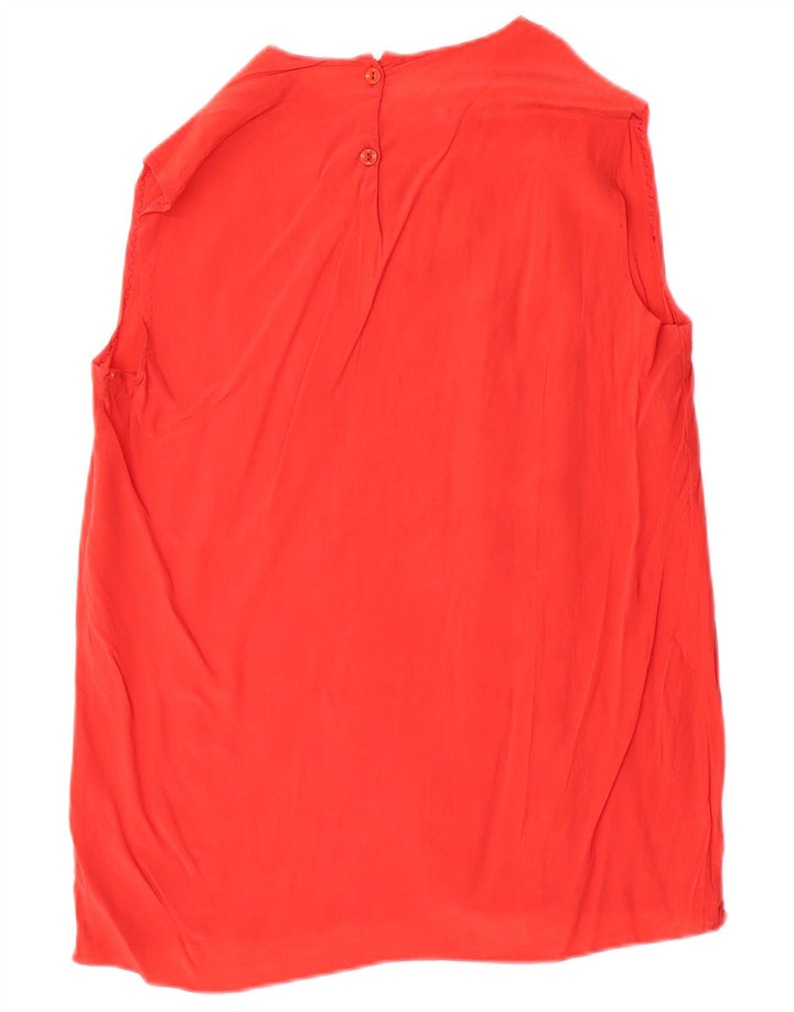 VINTAGE Womens Sleeveless Blouse Top UK 12 Medium Orange
