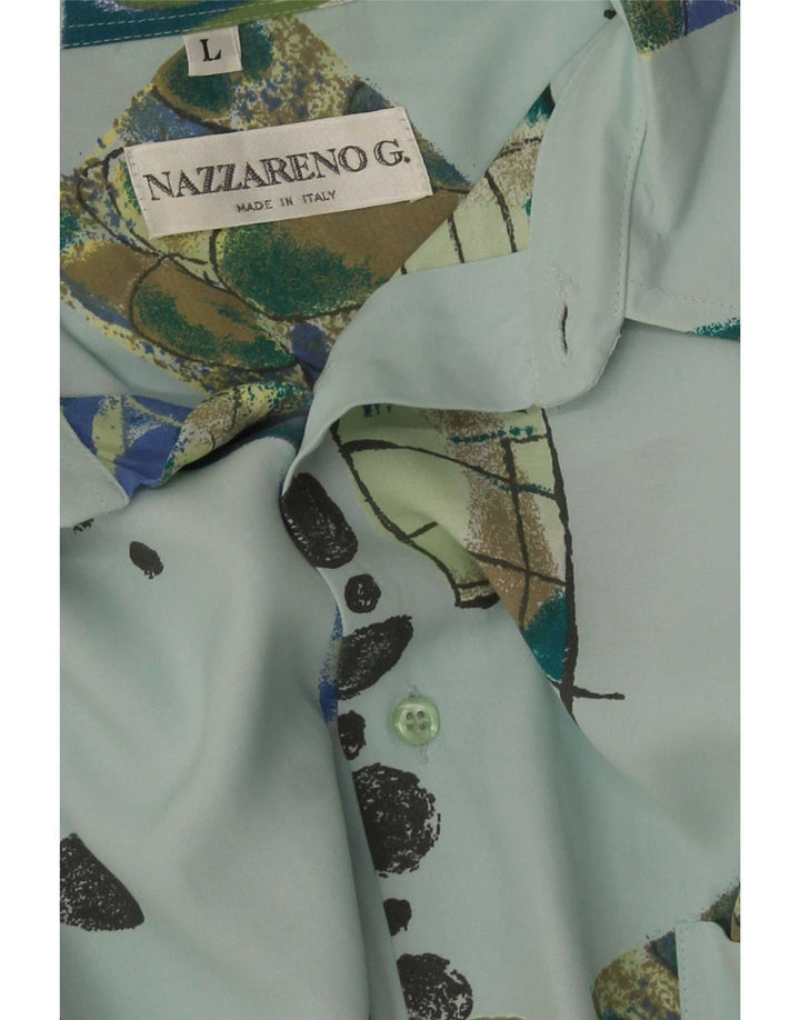 Nazzareno G. Mens Shirt Large Blue Patchwork