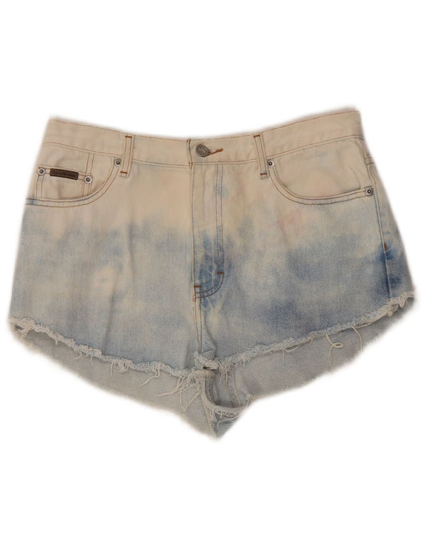 CALVIN KLEIN Womens Denim Shorts US 10 Large W32  Blue Tie Dye Cotton