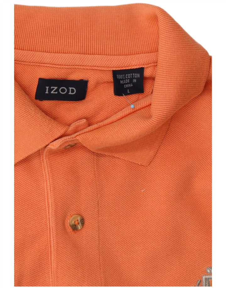 IZOD Mens Polo Shirt Large Orange Cotton
