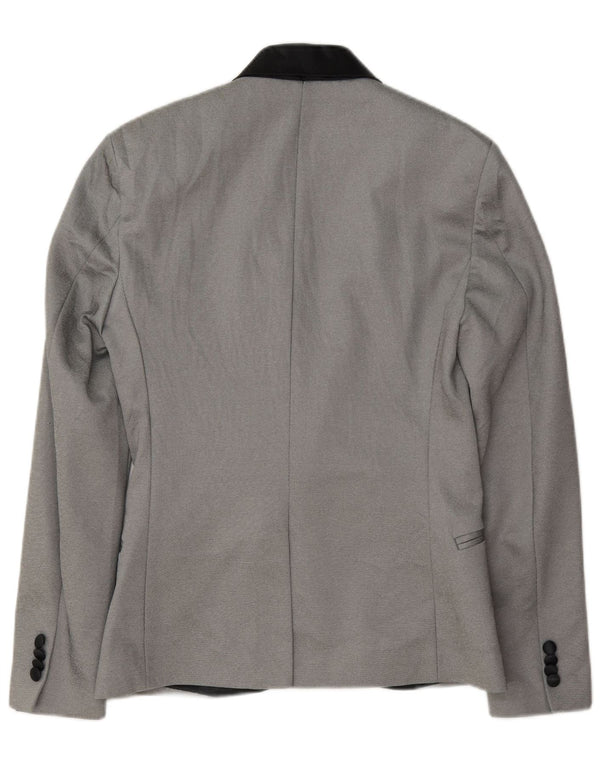 Zara Mens 1 Button Blazer Jacket UK 36 Small Grey Polyester
