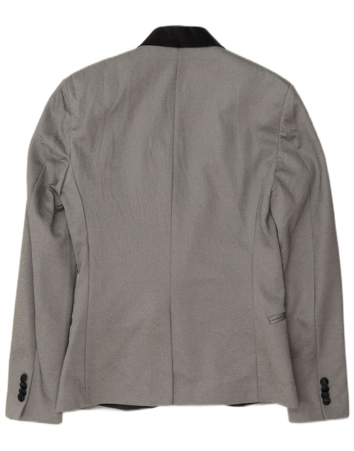 Zara Mens 1 Button Blazer Jacket UK 36 Small Grey Polyester
