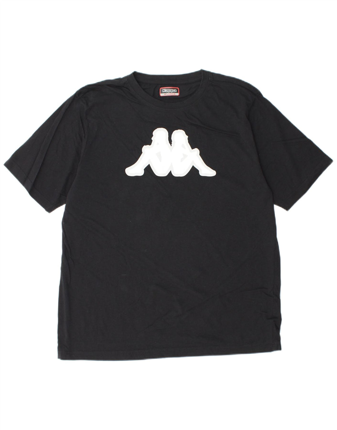 KAPPA Mens Graphic T-Shirt Top XL Black Cotton