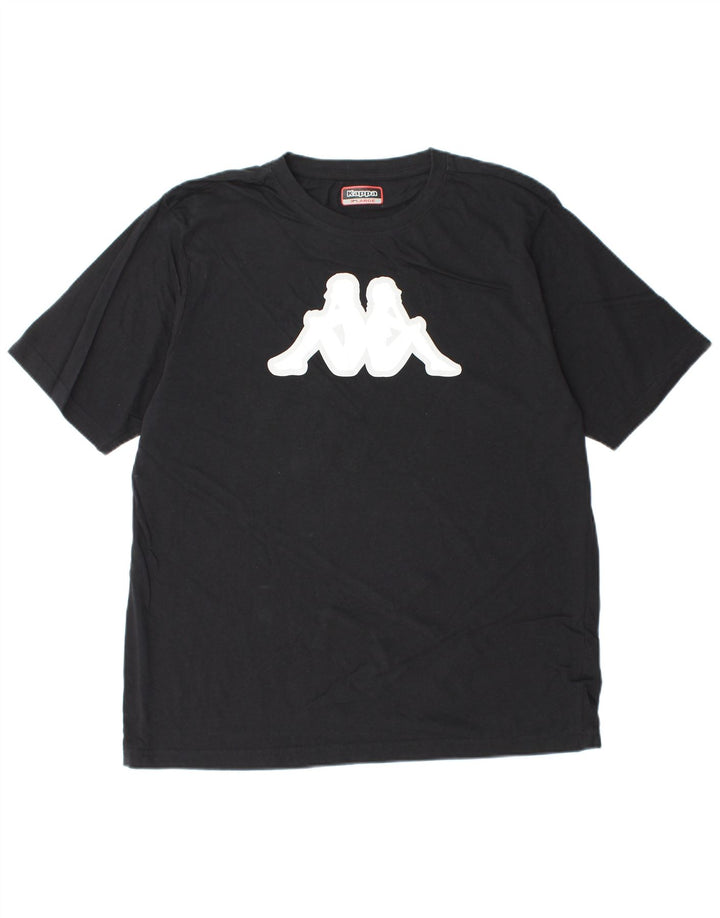 KAPPA Mens Graphic T-Shirt Top XL Black Cotton