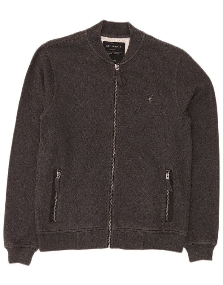 All Saints Mens Tracksuit Top Jacket Small Grey Cotton