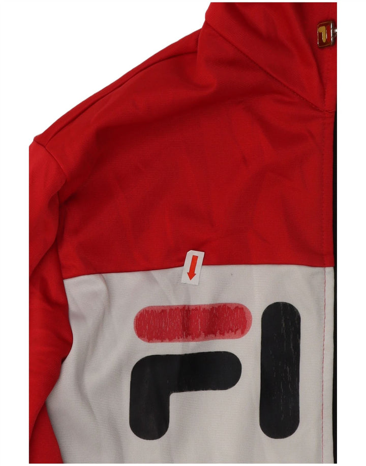 FILA Mens Graphic Tracksuit Top Jacket XS Red Colourblock Polyester