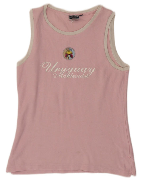 Diadora Womens Uruguay Graphic Vest Top UK 14 Large Pink Cotton